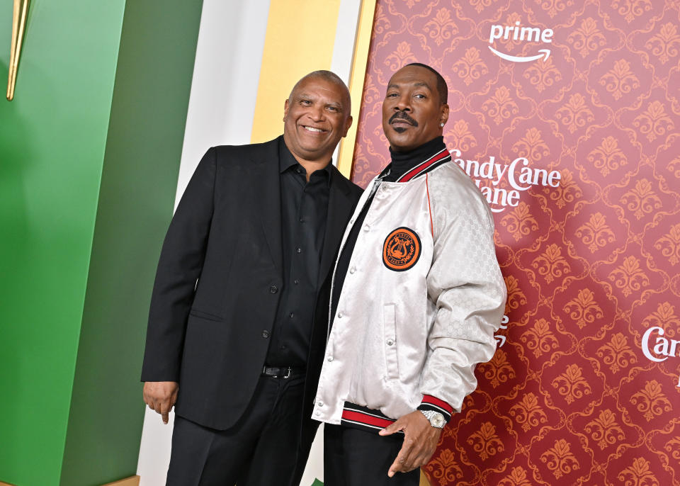 LOS ANGELES, CALIFORNIA - NOVEMBER 28: Reginald Hudlin and Eddie Murphy attend the World Premiere of Amazon Prime Video's 