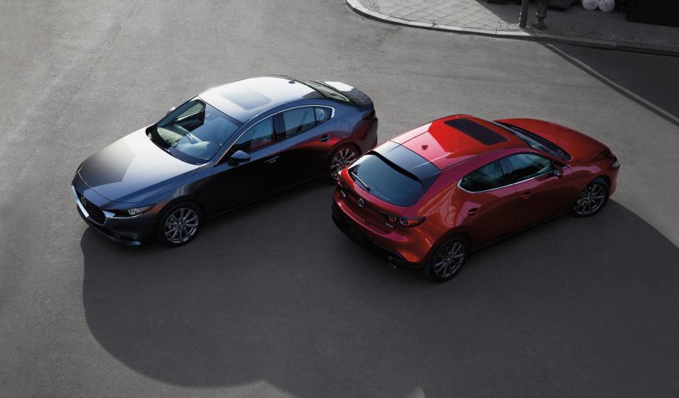 2025 mazda 3 sedan and hatchback top view