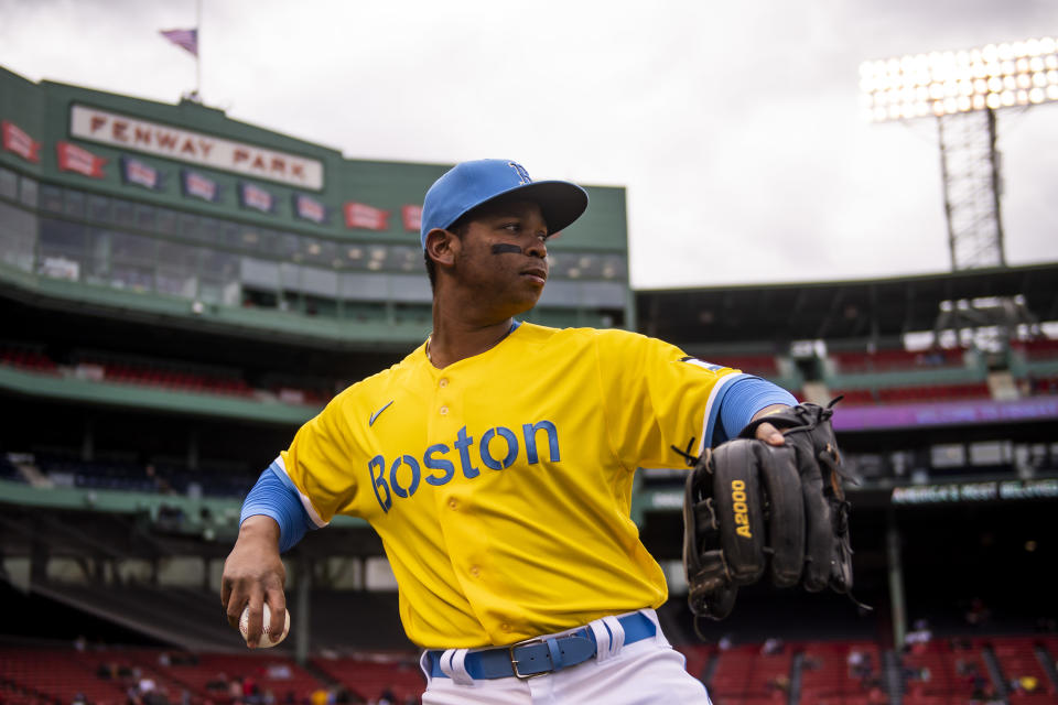 Rafael Devers and the Red Sox were the first team to debut City Connect jerseys back in April of 2021. (Photo by Billie Weiss/Boston Red Sox/Getty Images)