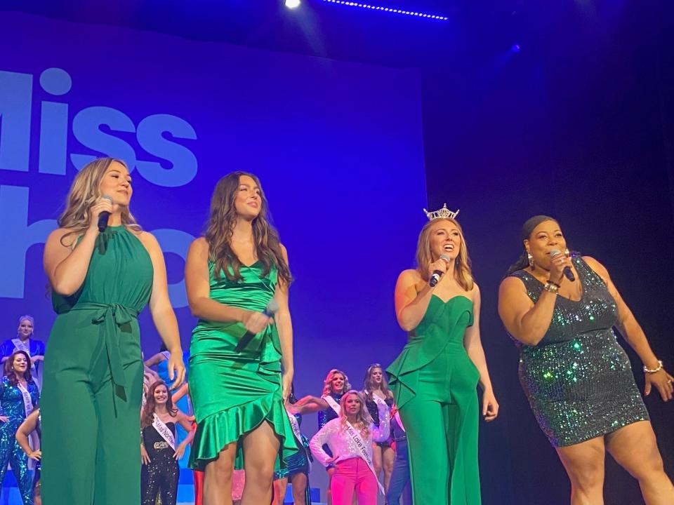 Featured vocalists at Miss Ohio this week included left to right, Ellie Nickoli, Grace Bryant, Miss Ohio Madison Miller, and Concrea Conne Mason.