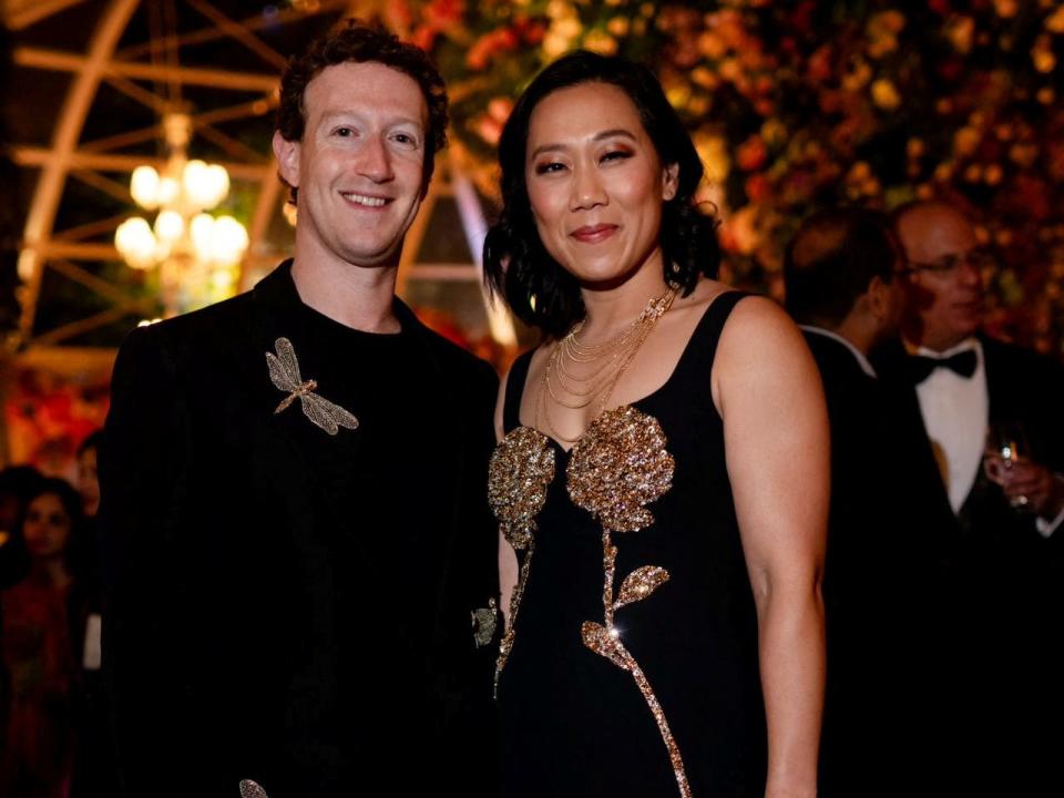 Meta CEO Mark Zuckerberg and his wife Priscilla Chan pose for a picture during pre-wedding celebrations.