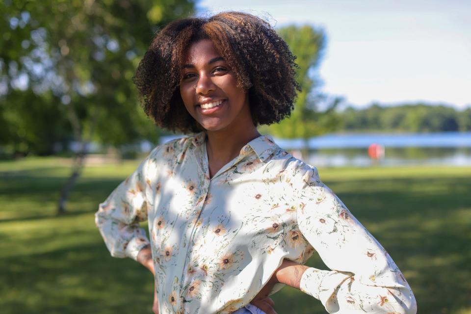 Olivia Jones, 21, of Lansing, is currently working as a marketing intern and will be a senior at Central Michigan University, where she is getting a degree in Advertising. Jones says she dislikes the Republican and Democratic presidential candidates. "I'm not voting for Trump, but I’m not excited about voting for Biden," she added. "None of my close friends are excited about either candidate. It’s a universal feeling."