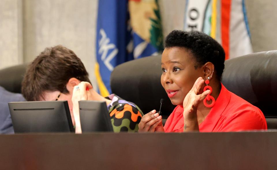 Councilperson Nikki Nice speaks during the Oklahoma City council meeting, Tuesday, May, 21, 2024.