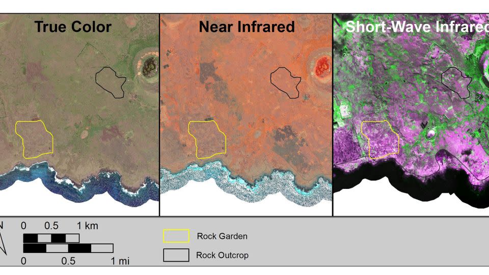 The new study determined ancient Rapa Nui's population by using a machine learning model trained to identify rock gardens from high-resolution shortwave infrared and near-infrared data gathered by satellite. - Courtesy Dylan Davis