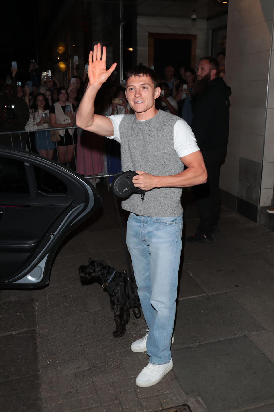 Tom Holland, sneakers, white sneakers, Axel Arigato, casual, London, denim