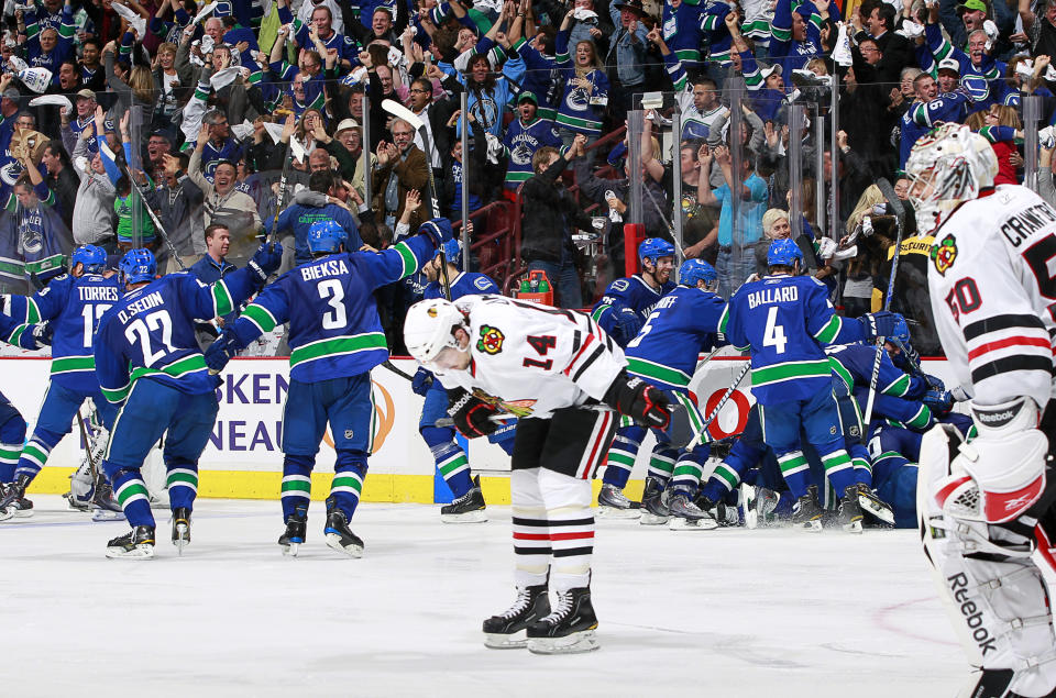 Alexandre Burrows was the hero for the Vancouver Canucks in Game 7 against the Chicago Blackhawks in 2011. (Photo by Jeff Vinnick/NHLI via Getty Images)