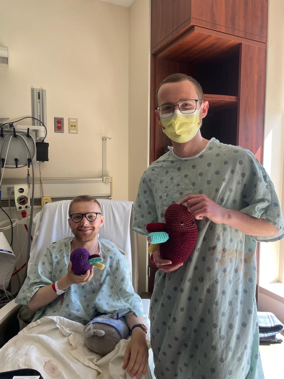 John Nicholas, 28, and Pat Wise, 29, at Northwestern Memorial Hospital in Chicago, Illinois for a kidney transplant procedure on May 24, 2024.