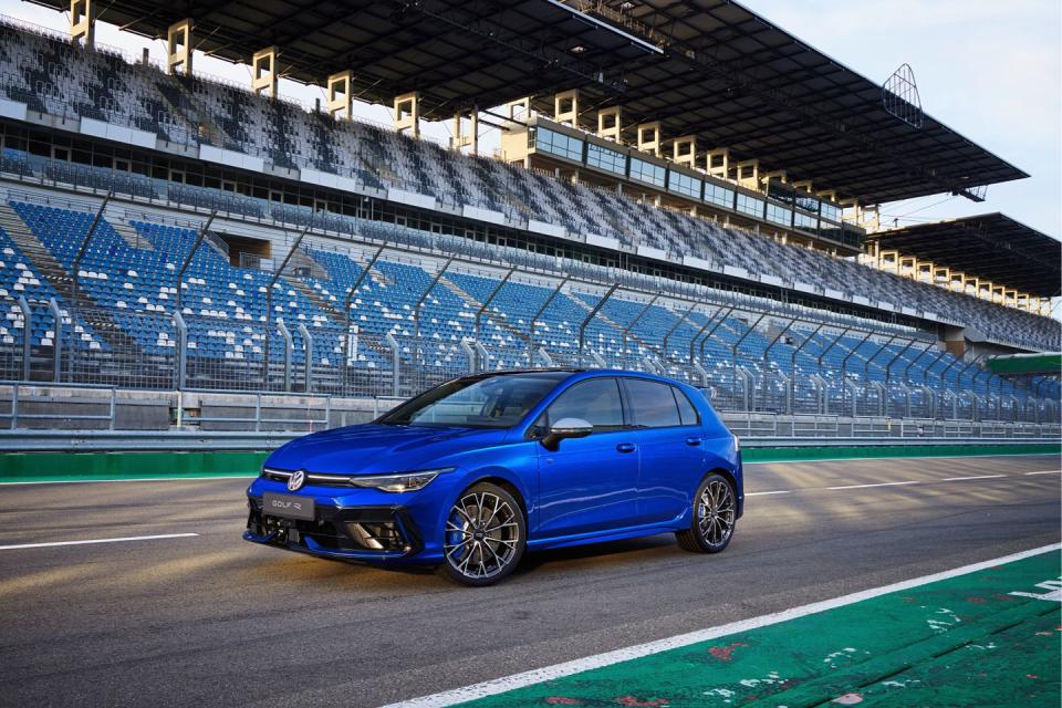 2025 vw golf r at a racetrack