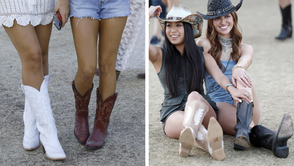 INDIO, CALIFORNIA - APRIL 27: (FOR EDITORIAL USE ONLY) Festivalgoers attend the 2024 Stagecoach Festival at Empire Polo Club on April 27, 2024 in Indio, California. (Photo by Frazer Harrison/Getty Images for Stagecoach)