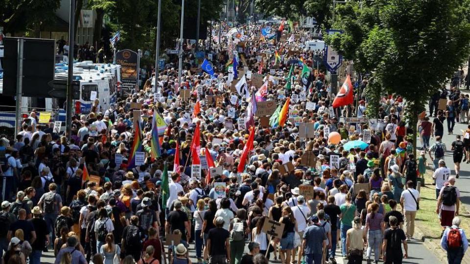 Protesters in Essen