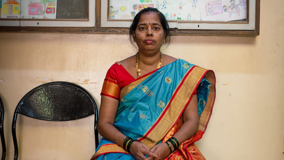 Neeta Jadhav, 46, poses for a picture during an interview with CNN at Manohar Joshi College in Dharavi on April 14. - Noemi Cassanelli/CNN