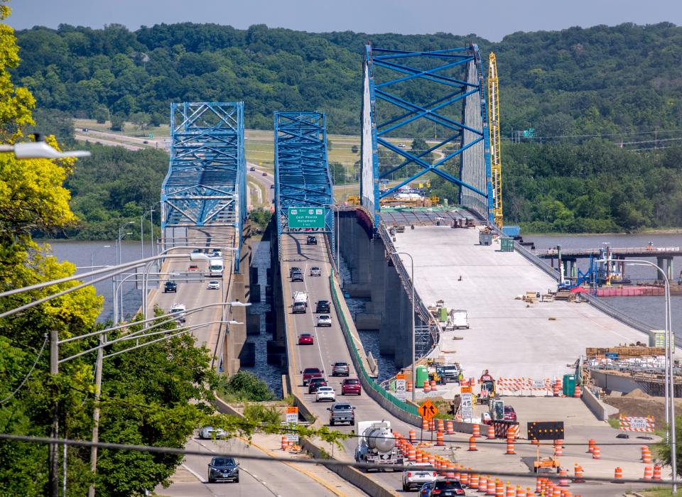 Work continues on the new eastbound span of the McClugage Bridge in Peoria. Meanwhile, money has been allocated to renovate the westbound span.