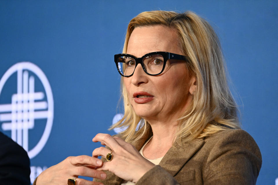 Jelena McWilliams, former Chairman of the Federal Deposit Insurance Corporation (FDIC), speaks during the Milken Institute Global Conference in Beverly Hills, California on May 2, 2023. (Photo by Patrick T. Fallon / AFP) (Photo by PATRICK T. FALLON/AFP via Getty Images)