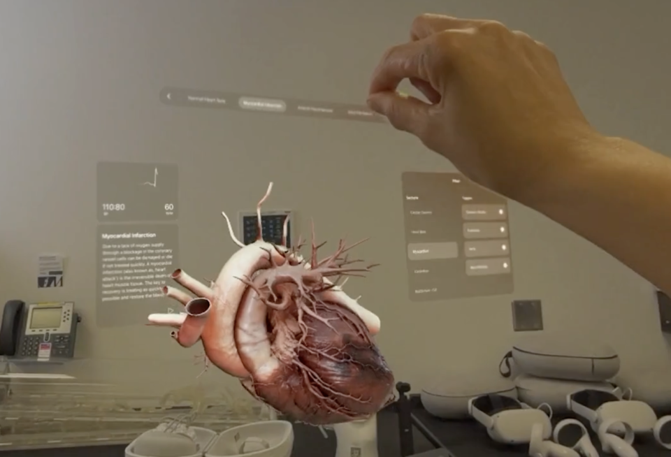 New technology allows doctors and care providers to interact with a virtual reality 3D heart. (Yahoo Finance)