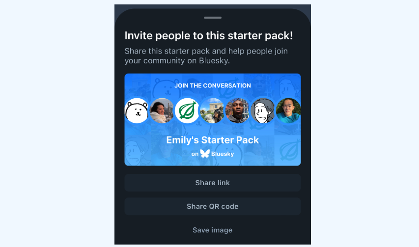 Bluesky starter pack.