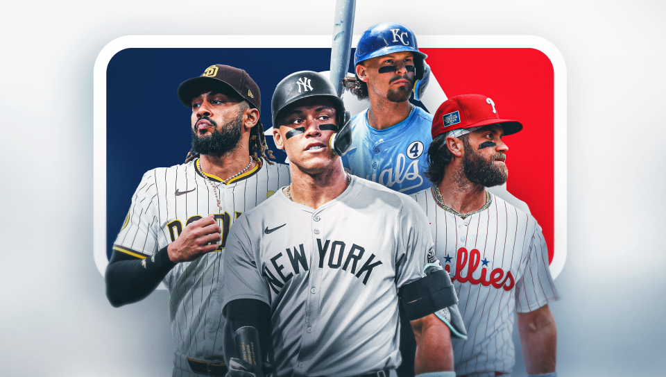 Through the first third of the season, Aaron Judge and Bryce Harper are playing like MVPs as expected — but Fernando Tatis Jr. and Bobby Witt Jr. are also making some noise. (Bruno Rouby/Yahoo Sports)