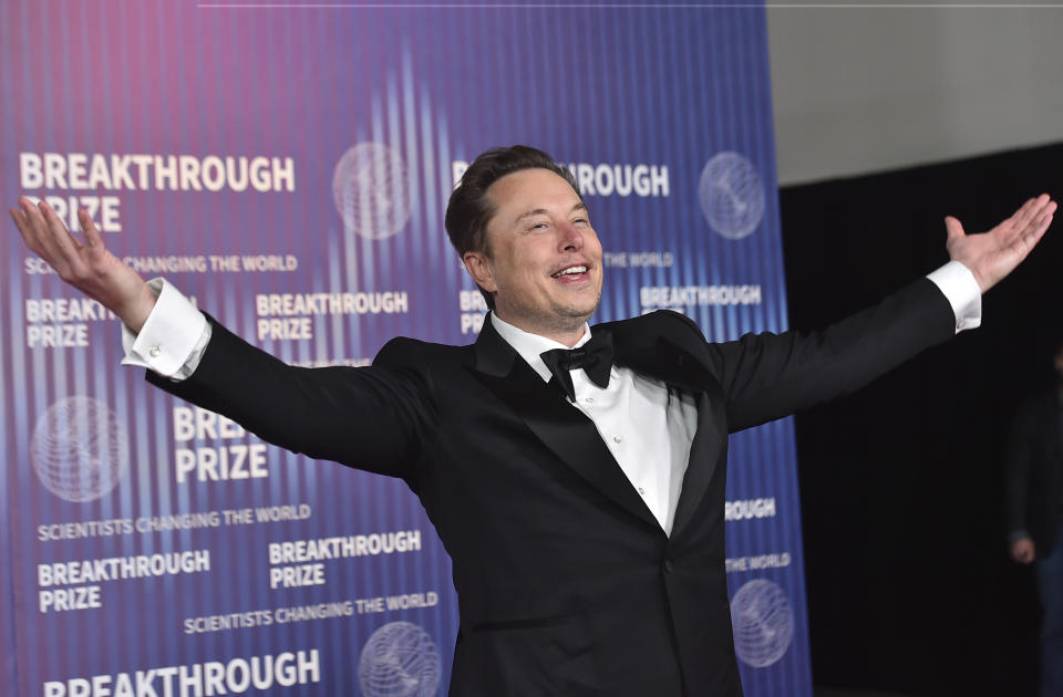 Elon Musk arrives at the 10th Breakthrough Prize Ceremony on Saturday, April 13, 2024, at the Academy Museum of Motion Pictures in Los Angeles. (Photo by Jordan Strauss/Invision/AP)