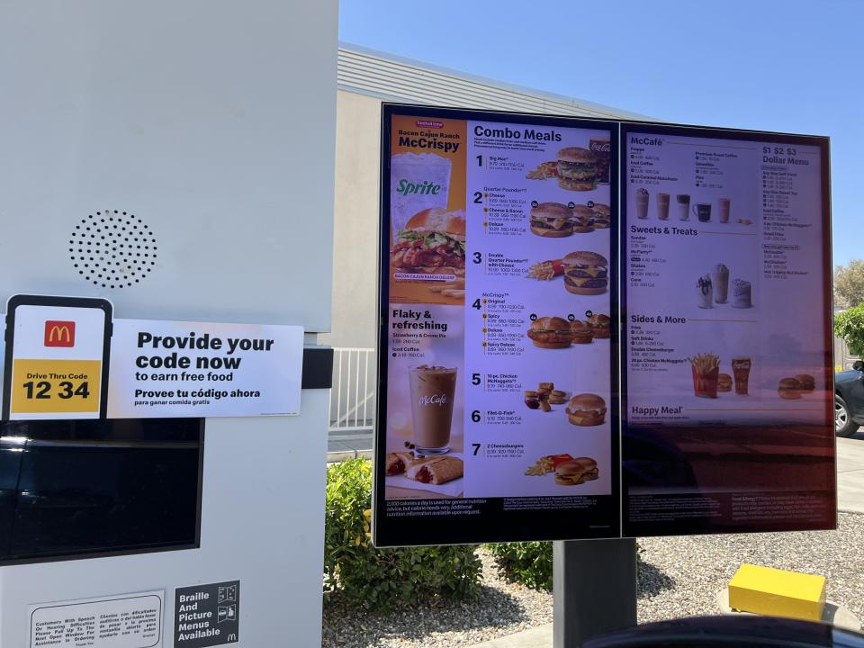 McDonald's Drive Thru Menu