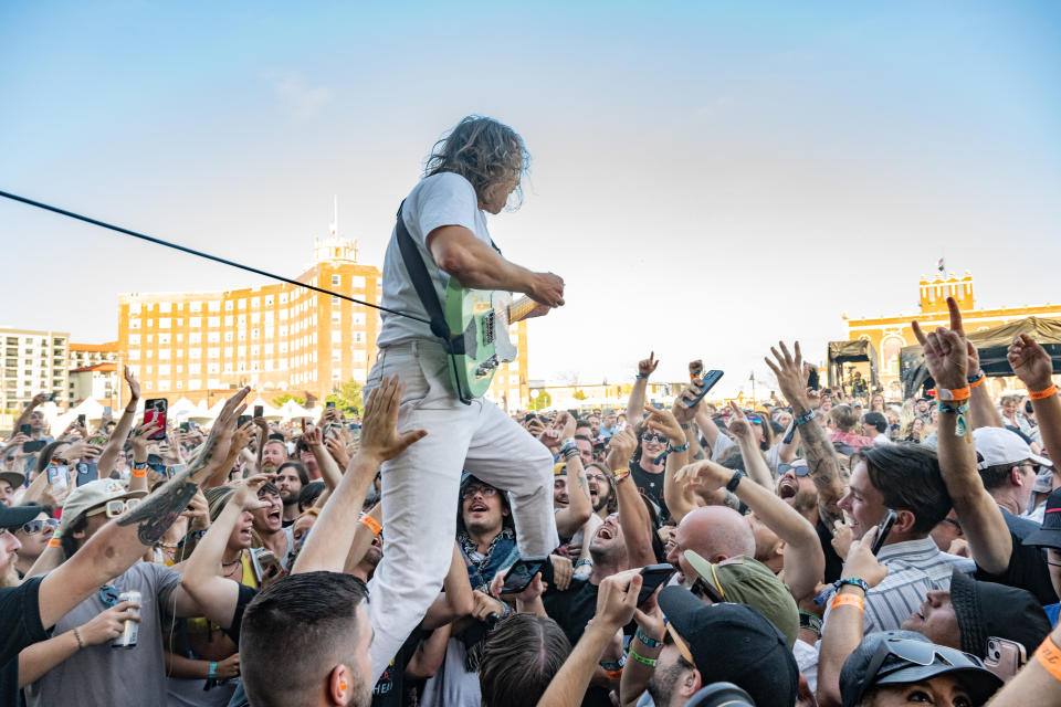 Guitarist Lee Kiernan of Idles performs at Sea.Hear.Now Festival at North Beach in 2022 in Asbury Park, N.J.