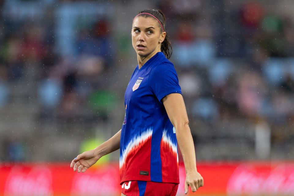 SAINT PAUL, MN - JUNE 04: US Women's National Team forward Alex Morgan (13) looks on during the women's friendly match between the U.S. National team and Korea Republic on June 4th, 2024, at Allianz Field in Saint Paul, MN. (Photo by Bailey Hillesheim/Icon Sportswire via Getty Images)