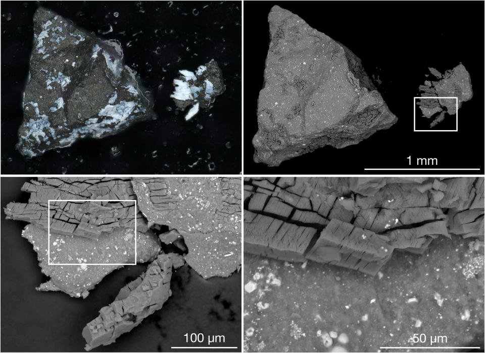 Four images show the samples with varying degrees of closeness and detail.