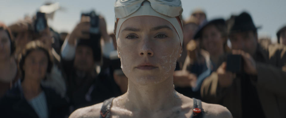 Daisy Ridley stars as record-breaking swimmer Trudy Ederle in Disney's 