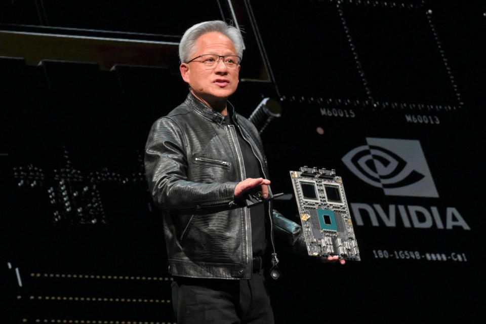 Nvidia's CEO Jensen Huang delivers his keystone speech ahead of Computex 2024 in Taipei on June 2, 2024. Computex is the top annual tech showcase in Taiwan, whose advanced semiconductor industry is crucial to the production of everything from iPhones to the servers that run ChatGPT. (Photo by Sam Yeh / AFP) (Photo by SAM YEH/AFP via Getty Images)