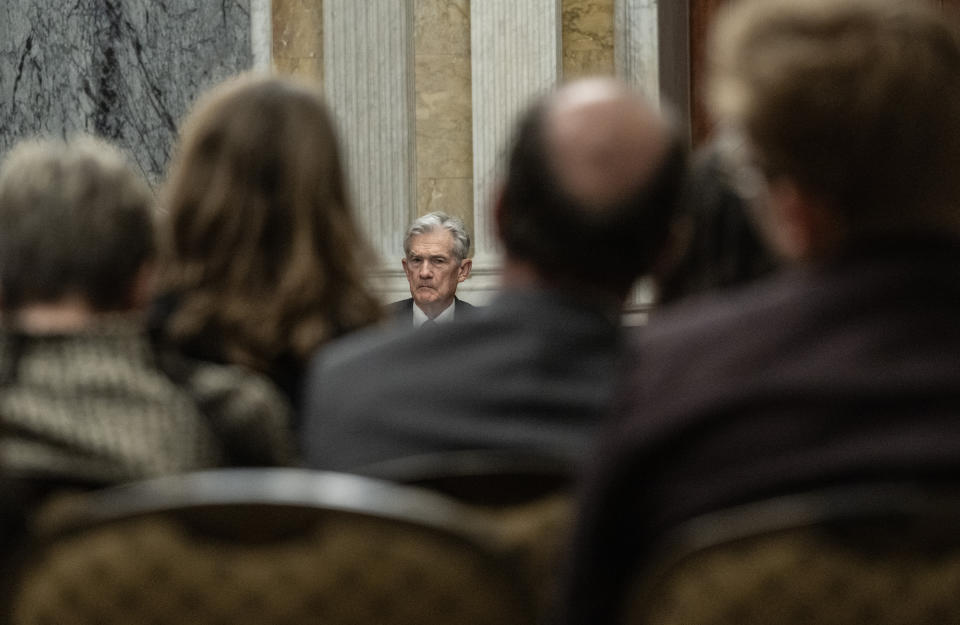 US Chair of the Federal Reserve Jerome Powell looks on during an open session of the Financial Stability Oversight Council at the Treasury Department in Washington, DC on May 10, 2024. (Photo by Andrew Caballero-Reynolds / AFP) (Photo by ANDREW CABALLERO-REYNOLDS/AFP via Getty Images)