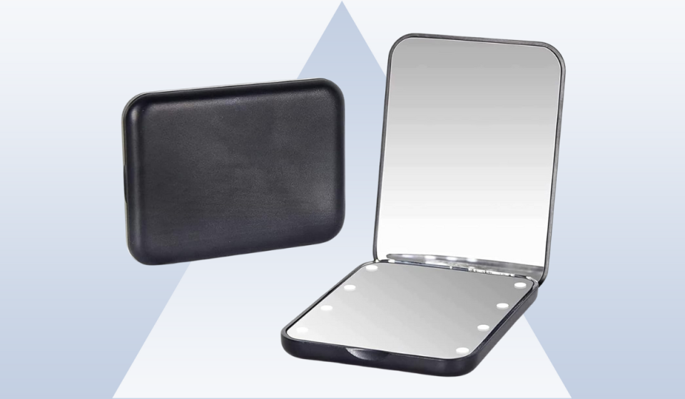 black LED compact mirror open and closed