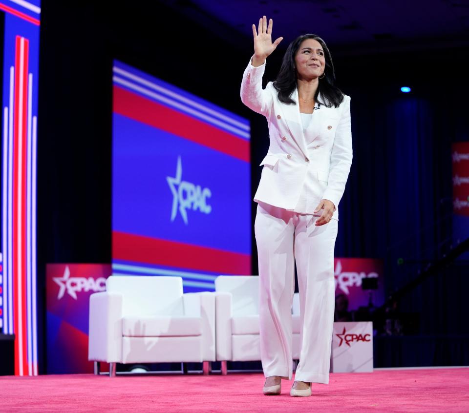 Tulsi Gabbard speaks during the Conservative Political Action Conference, CPAC 2023, at the Gaylord National Resort & Convention Center in National Harbor, Maryland on March 4, 2023.