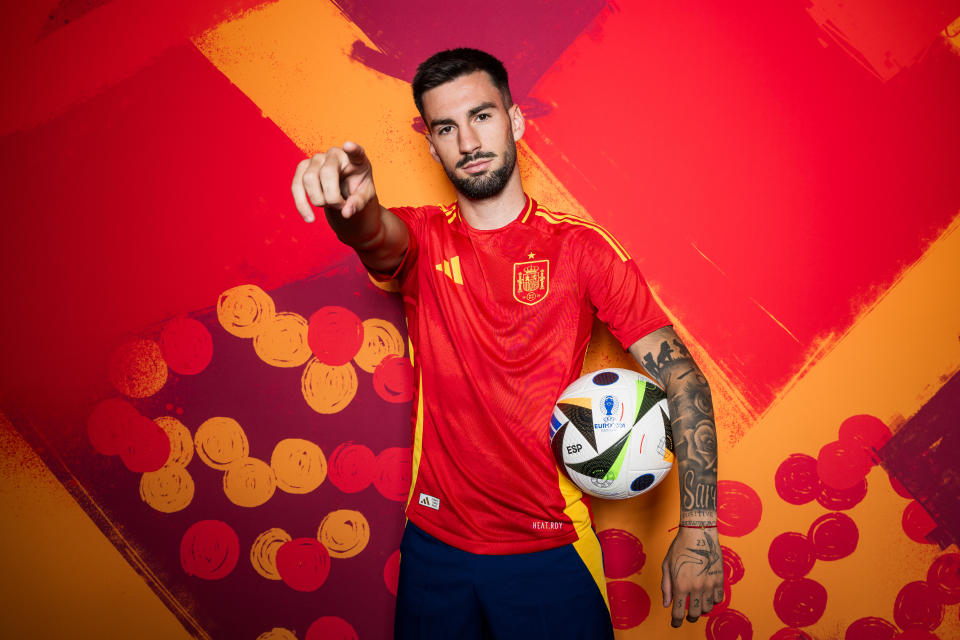 DONAUESCHINGEN, GERMANY - JUNE 10: Alex Baena of Spain poses for a portrait during the Spain Portrait session ahead of the UEFA EURO 2024 Germany on June 10, 2024 in Donaueschingen, Germany. (Photo by Alexander Scheuber - UEFA/UEFA via Getty Images)