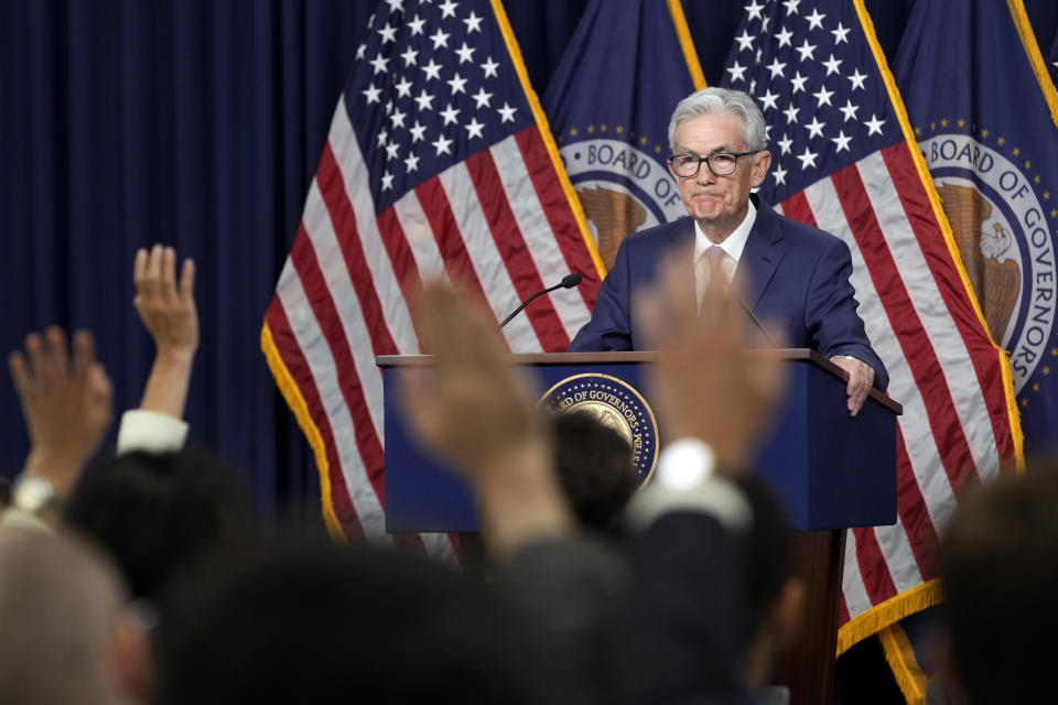 Federal Reserve Board Chair Jerome Powell takes questions during a news conference at the Federal Reserve in Washington, Wednesday, June 12, 2024. (AP Photo/Susan Walsh)