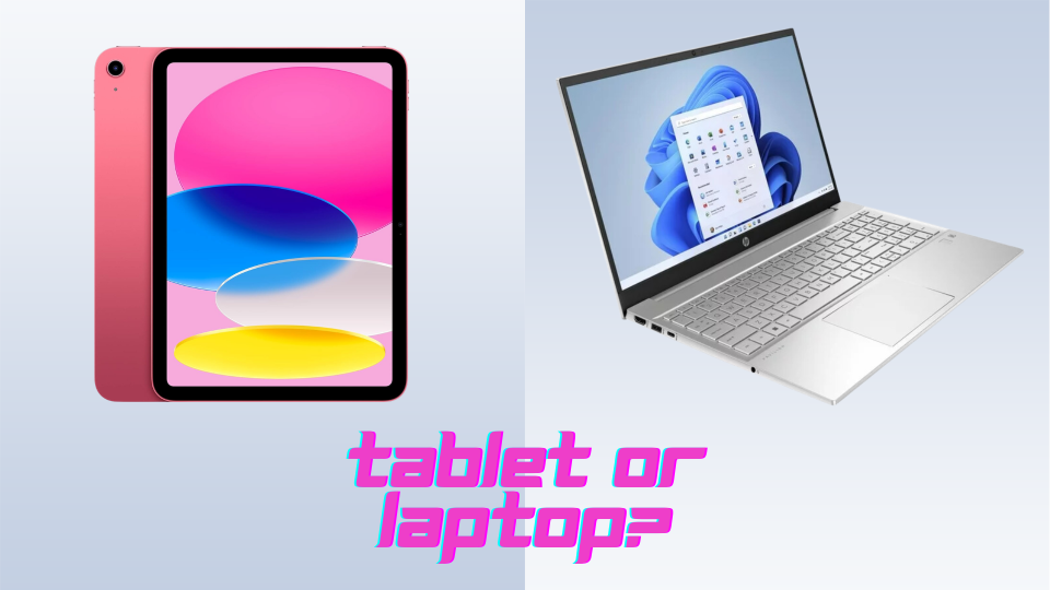 A tablet alongside a laptop.