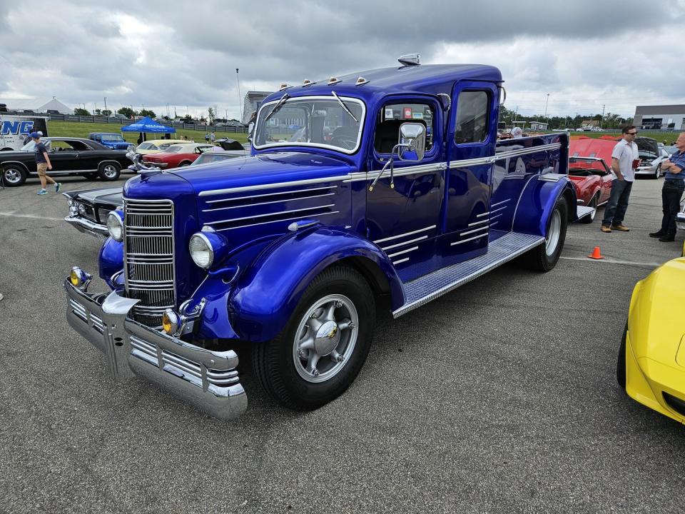 1945 mack type e pumper firetruck at m1 concourse vintage cars and coffee 2024