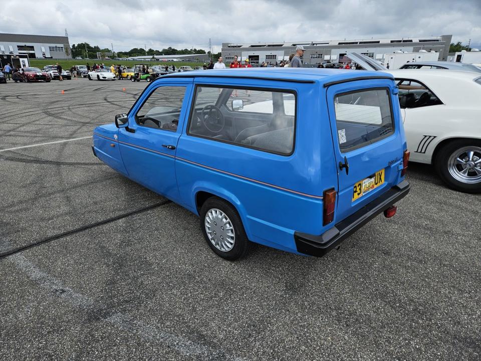 reliant robin lx threewheeler at m1 concourse vintage cars and coffee 2024