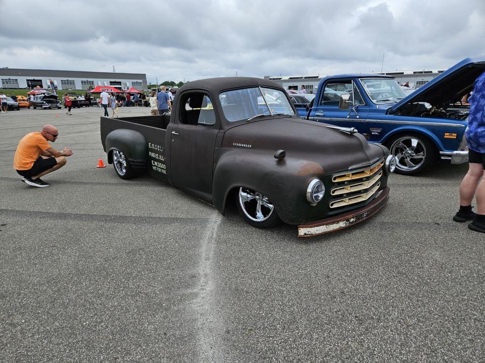 studebaker low rider pickup at m1 concourse vintage cars and coffee 2024