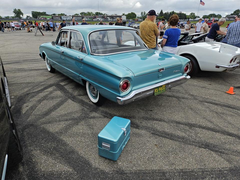 1960 ford falcon at m1 concourse vintage cars and coffee 2024