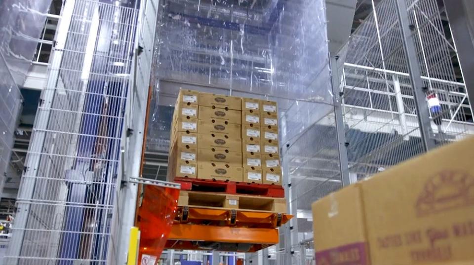 A pallet at a Walmart automated distribution center