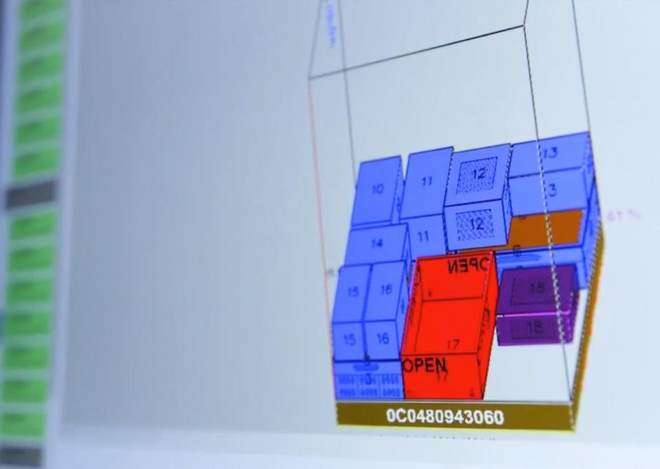 A computer display at a Walmart automated distribution center