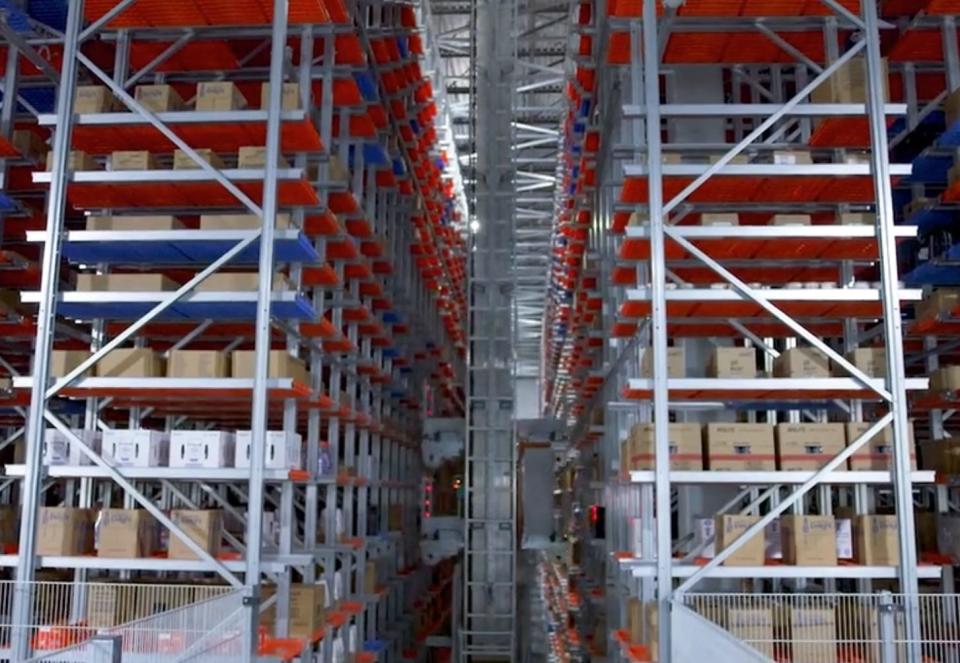 Vertical storage at a Walmart automated distribution center