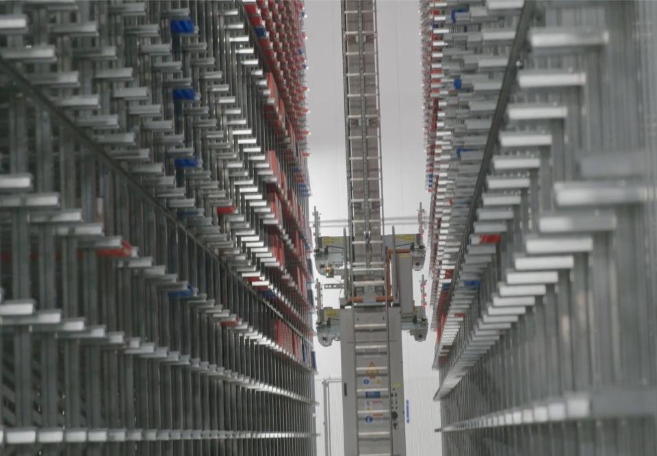 A lift at a Walmart automated distribution center