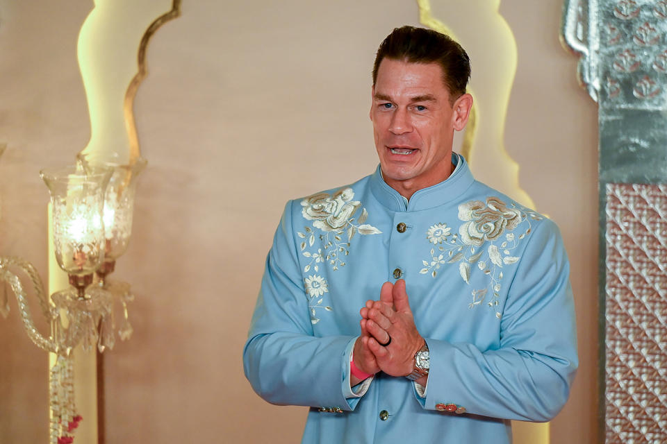 Hollywood actor John Cena wore a pale blue jacket with silver silk embroidery to the ceremony.