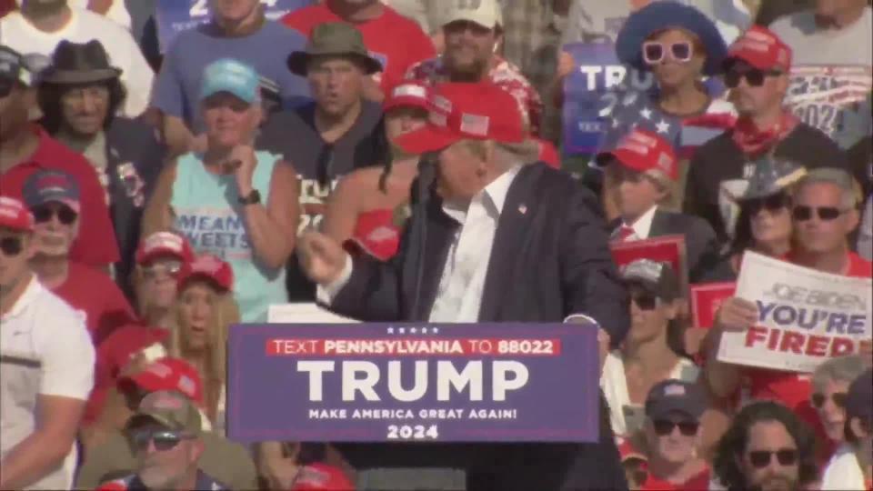 WATCH: Moment former President Trump whisked off stage following shooting at rally