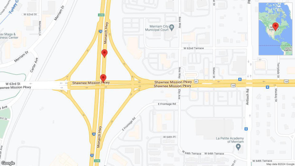 A detailed map that shows the affected road due to 'Crash report: I-35' on July 15th at 5:09 p.m.