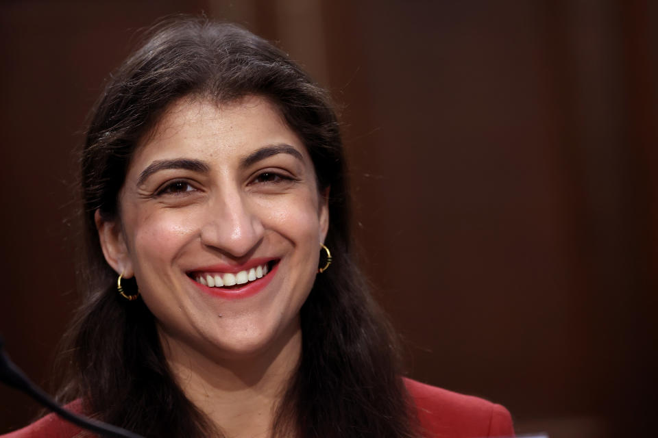 WASHINGTON, DC - MAY 15: Lina Khan, Chair of the Federal Trade Commission (FTC), testifies before the House Appropriations Subcommittee at the Rayburn House Office Building on May 15, 2024 in Washington, DC. Khan testified on the fiscal year 2025 budget request for the Federal Trade Commission. (Photo by Kevin Dietsch/Getty Images)