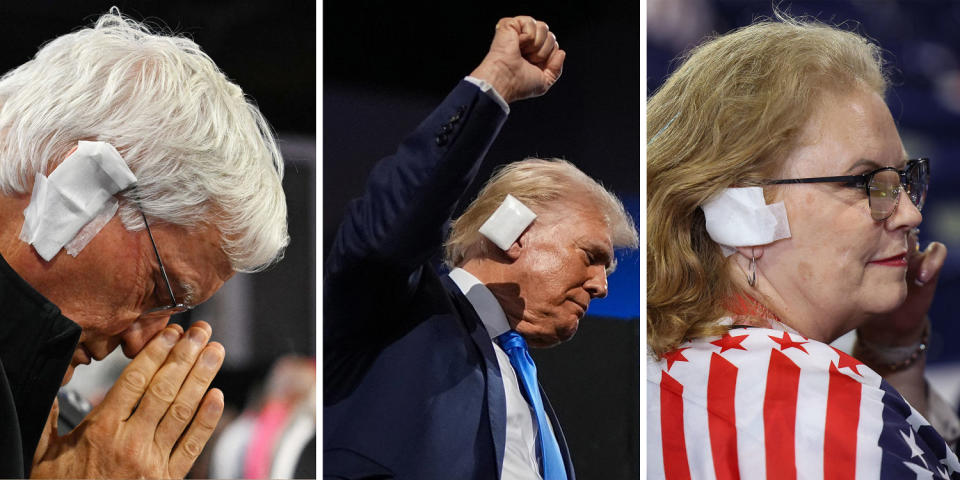 A triptych of supporters and Donald Trump (Jim Watson/Getty; Andrew Harnik/ Getty; Andrew Kelly/Reuters)