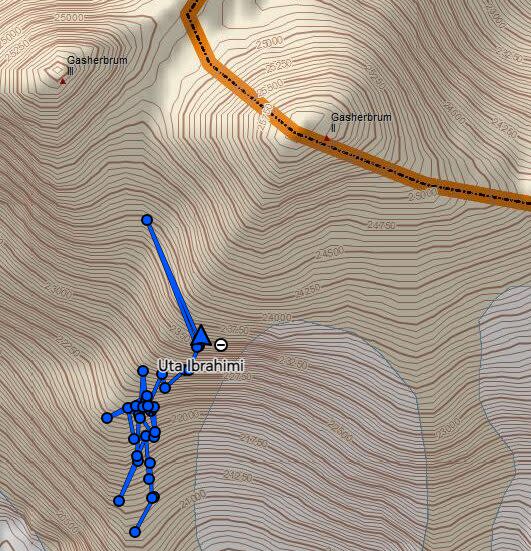 tracker showing the location of Uta Ibrahimi on Gasherbrum II