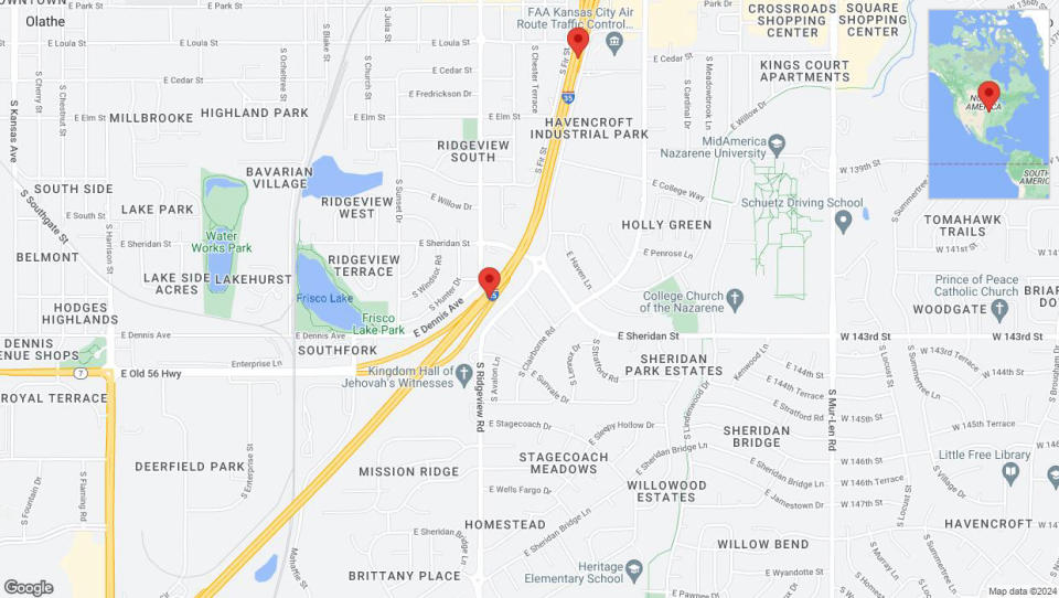 A detailed map that shows the affected road due to 'A crash has been reported on eastbound I-35' on July 21st at 4:16 p.m.