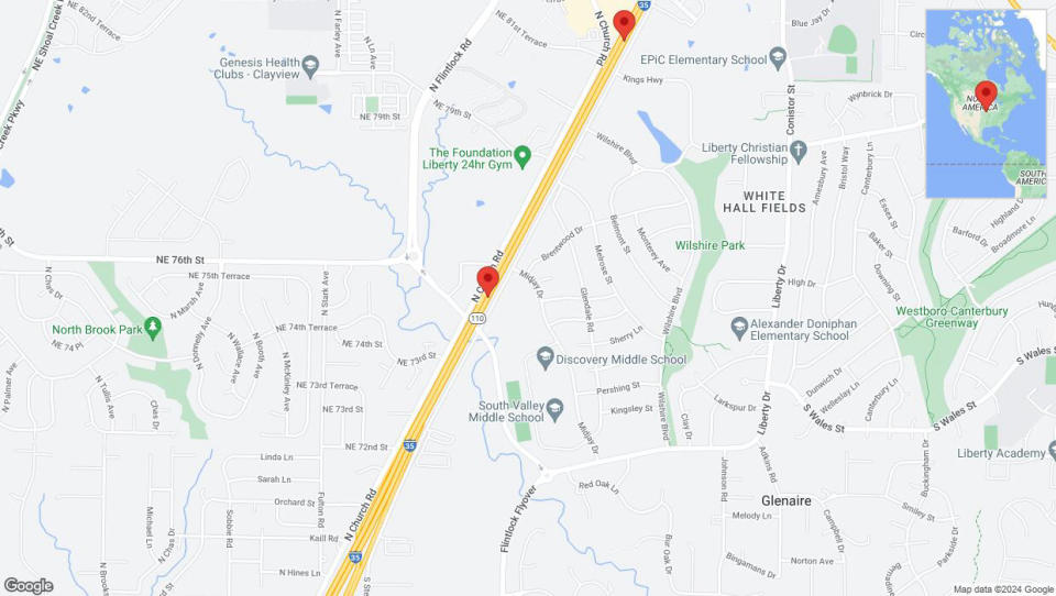 A detailed map that shows the affected road due to 'Crash update: I-35' on July 25th at 12:26 p.m.