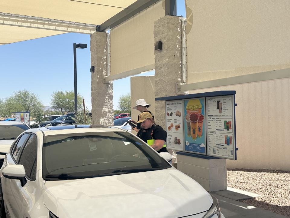 Broistas taking orders in the drive-thru at a franchise-owned location in Arizona. 